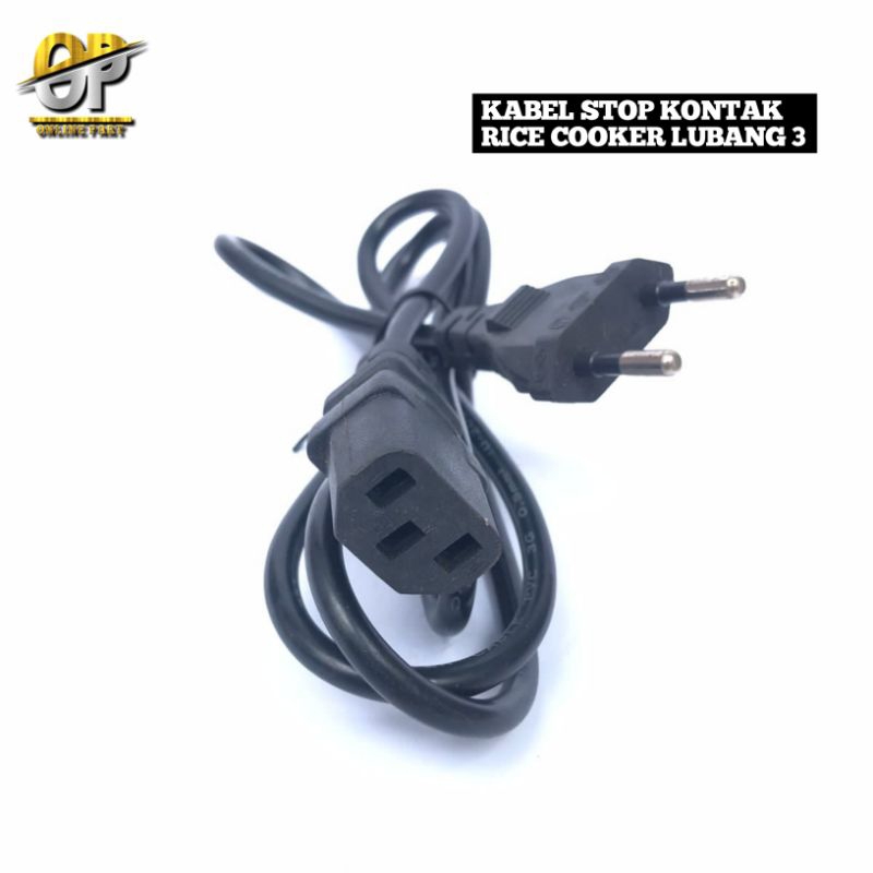 KABEL RICE COOKER LUBANG 3 TEBAL KEPALA KECIL HITAM