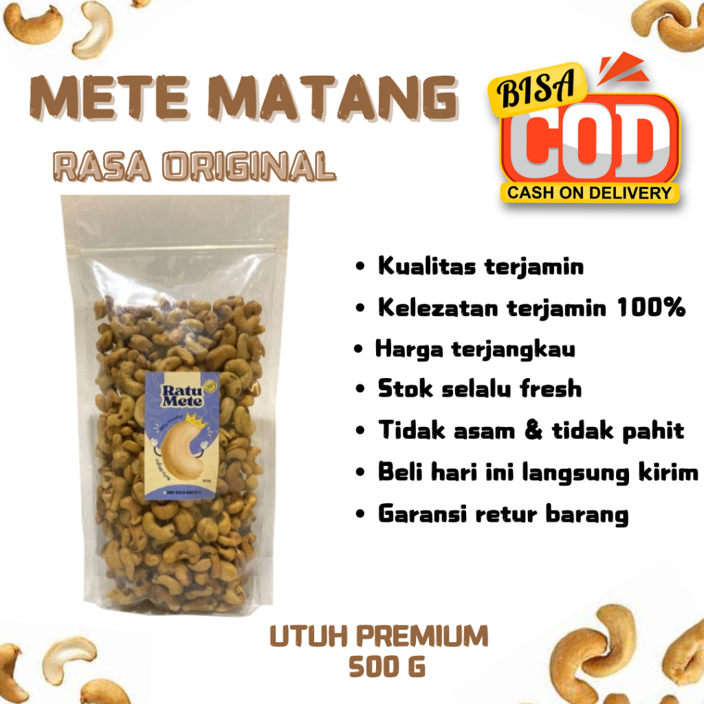

HARGA PROMO Kacang Mede Mete 500g Matang Patahan Premium Rasa Original Asin Gurih Renyah Termurah Berkualitas