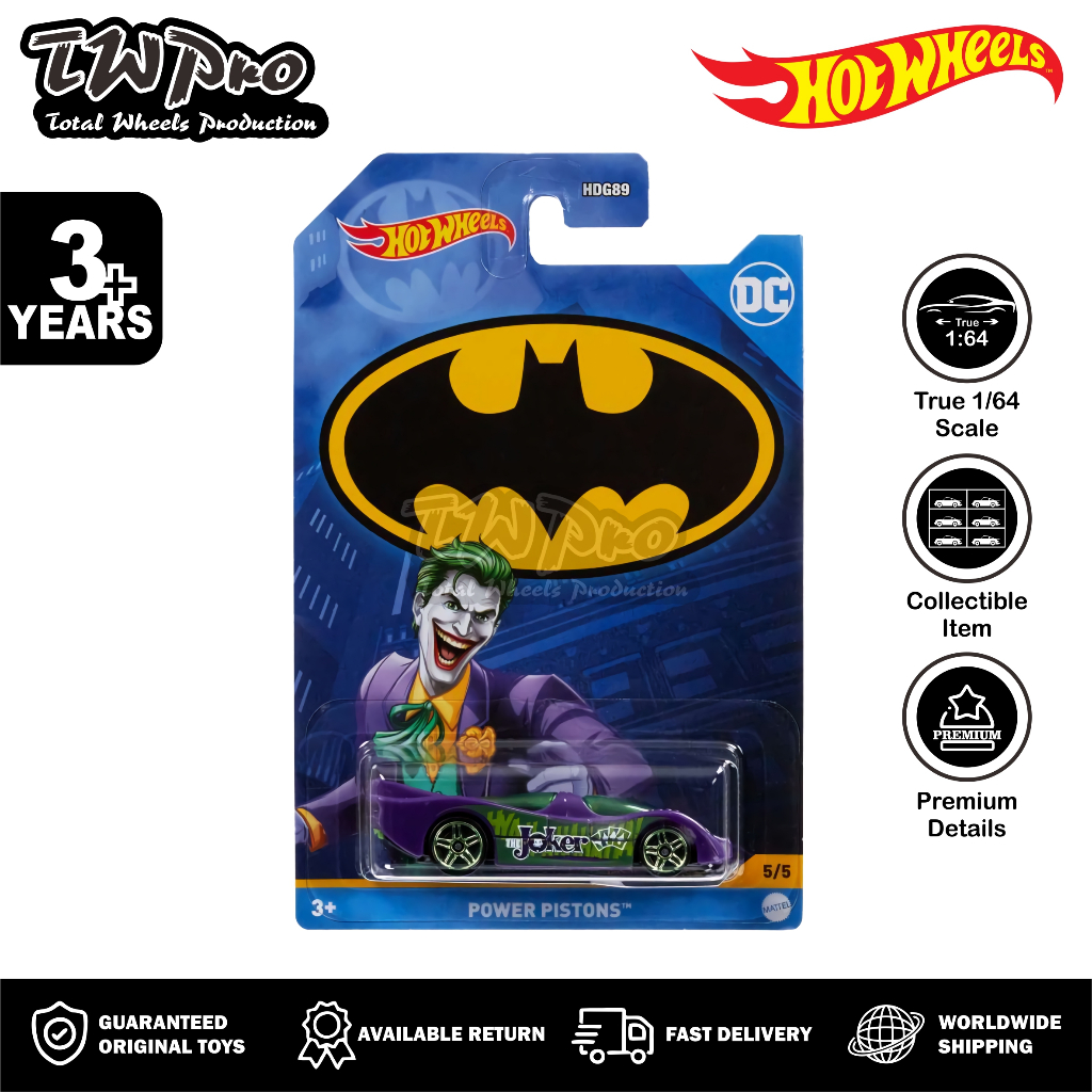 Hot Wheels Batman Series - Power Pistons - Joker - Rare Item - Langka