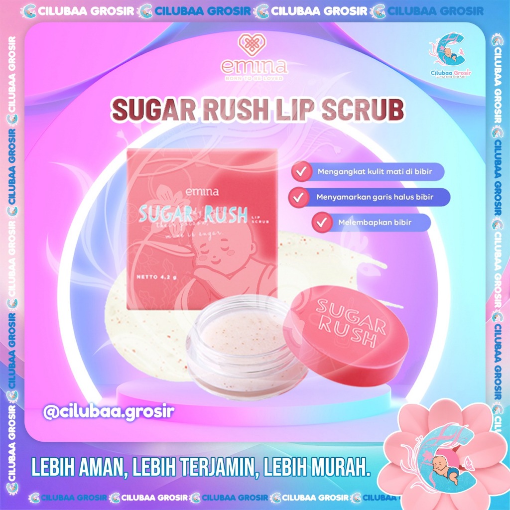 EMINA Sugar Rush Lip Scrub 4.2g || Emina Scrub Eksfoliasi Bibir || Melembabkan Bibir