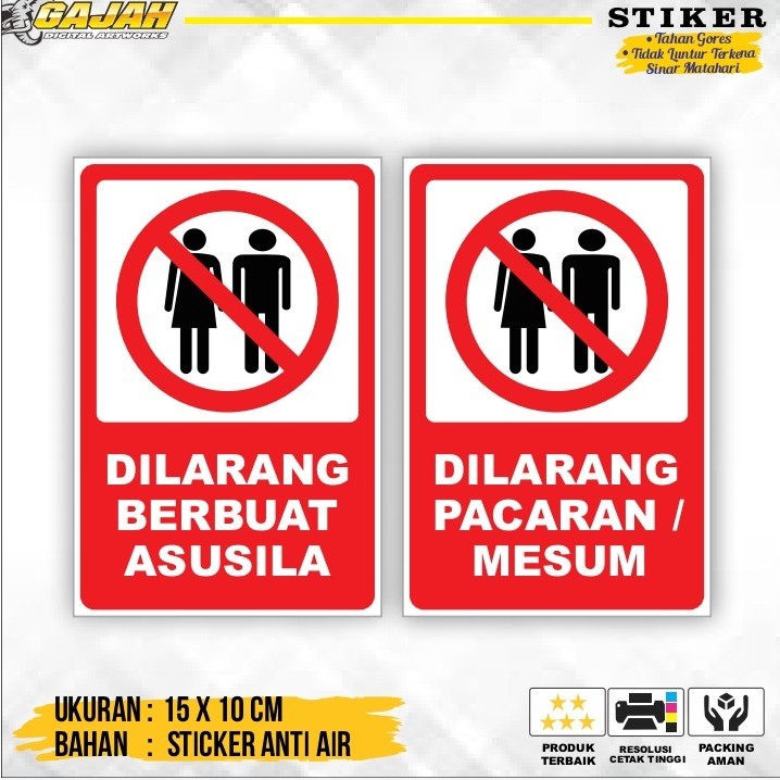 

Stiker Dilarang Mesum / Stiker Dilarang Pacaran / Stiker Dilarang Berbuat Asusila