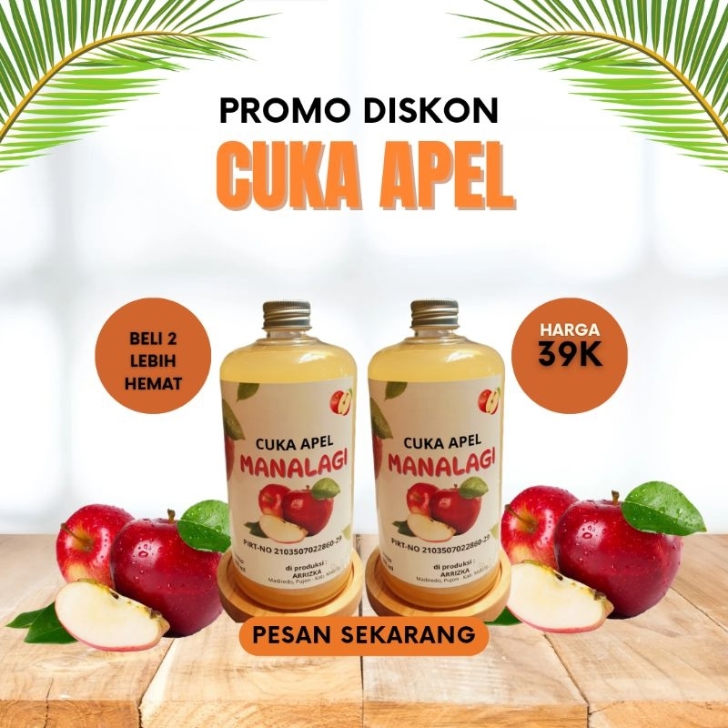 

Cuka Apel Premium Organik, Cuka Apel Murni 1000ml lebih hemat, Apple Cider Vinegar