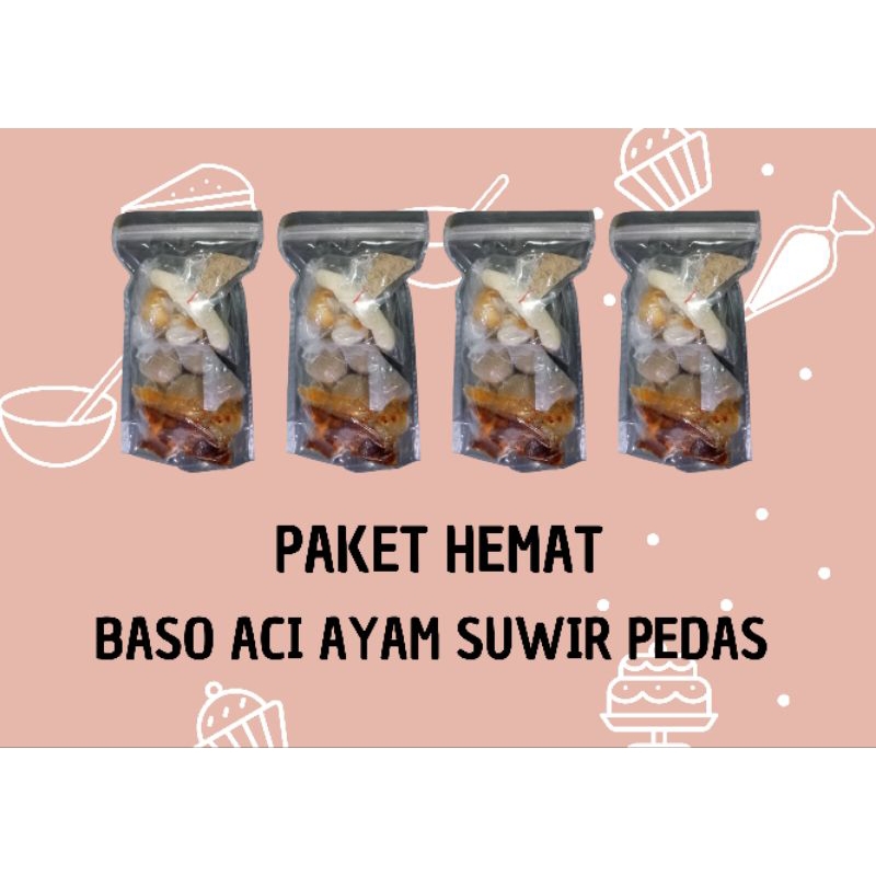 

pake hemat baso aci ayam suwir pedas