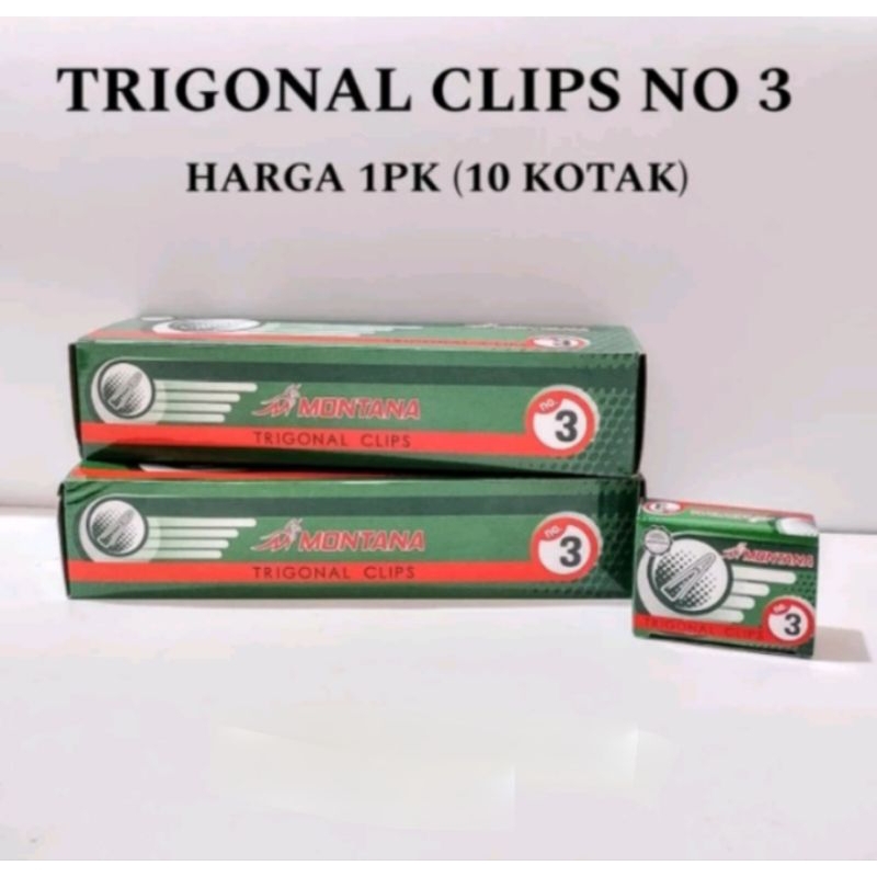 

trigonal clip no 3/ klip penjepit kertas segitiga/ paper clip no 3 Harga 1 Pak Isi 10 Kotak Kecil