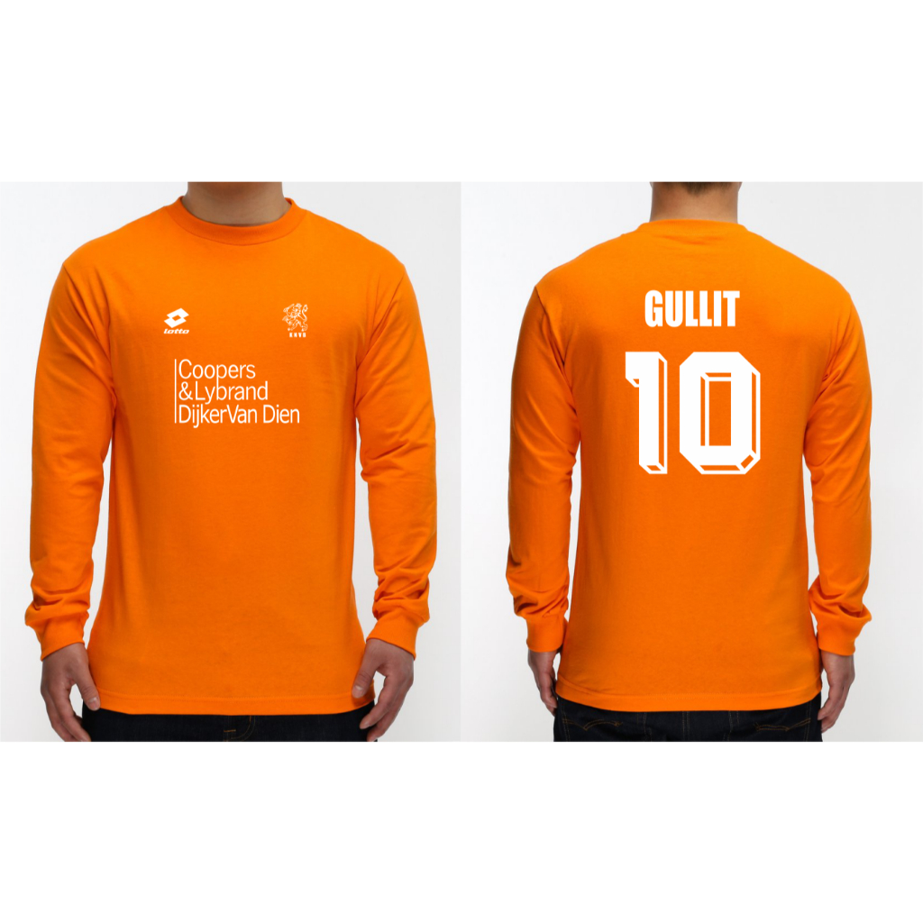 T-SHIRT KAOS TRAINING TIMNAS BELANDA EURO 1992 GULLIT LENGAN PANJANG