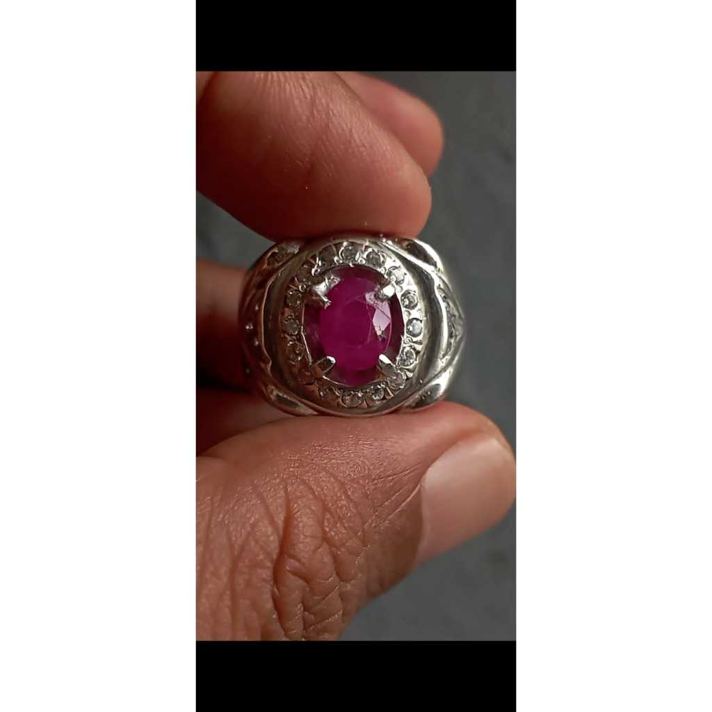 Merah Ruby Burma Merona Ring Perak