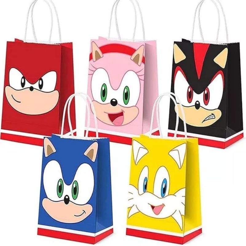 

Satuan- Paperbag lucu motif Sonic Hedgehog/ Tas kado gift ultah anak/ Gift bag anak lucu