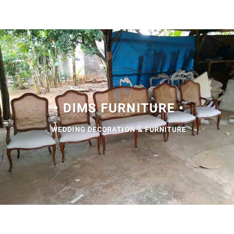 set sofa pelaminan rotan / kursi pengantin rotan terbaru / set pelaminan rotan jok terbaru