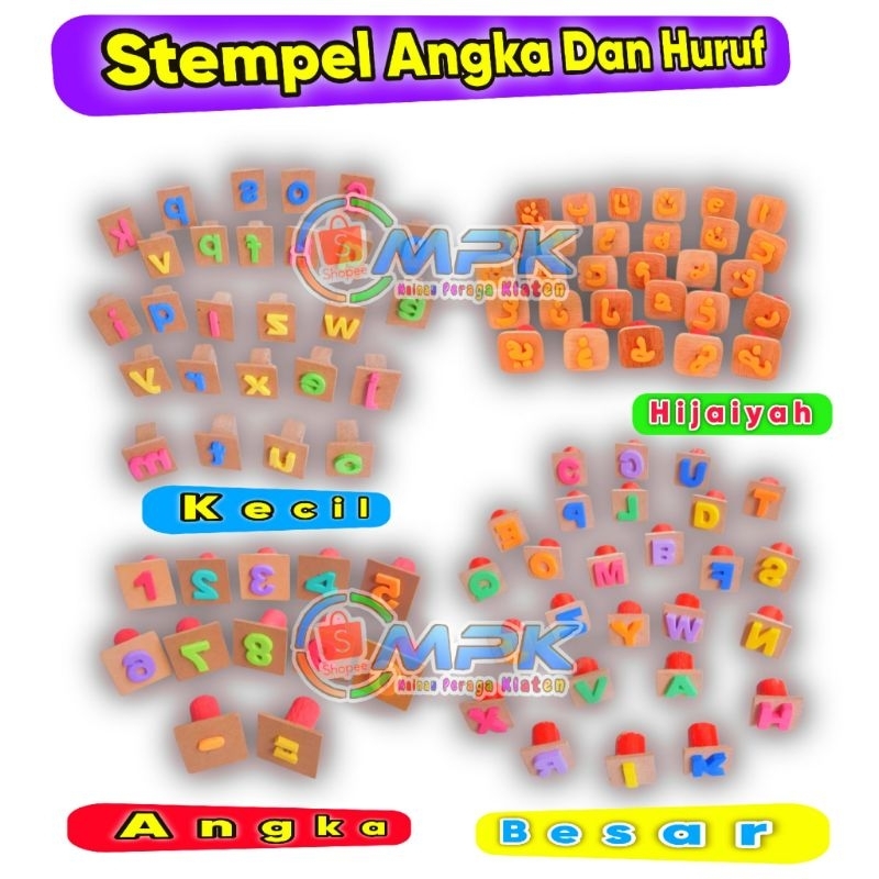 MAINAN EDUKASI STEMPEL ANGKA DAN STEMPEL HURUF ALPABET HURUF HIJAIYAH