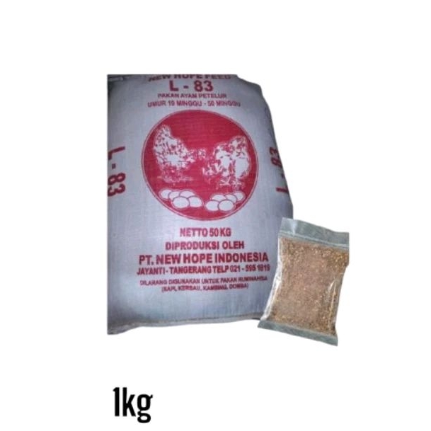 Repack 1Kg Pakan L-83 AYAM PETELUR L 83 Umur 19 Minggu - 50 Minggu L 83 NEW HOPE