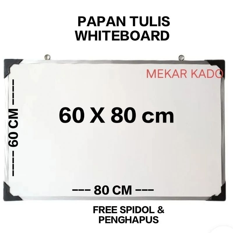 

Papan Tulis Whiteboard [60 x 80 cm] / White Board Belajar Ukuran Besar(free spidol+Penghapus)
