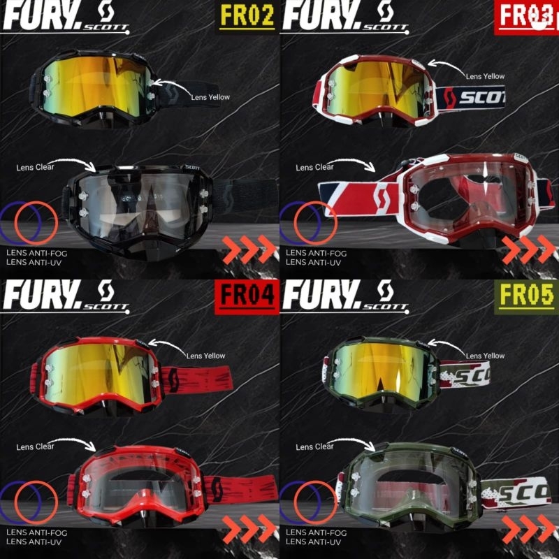 goggle scott fury hitam goggles google scott kacamata helm trail