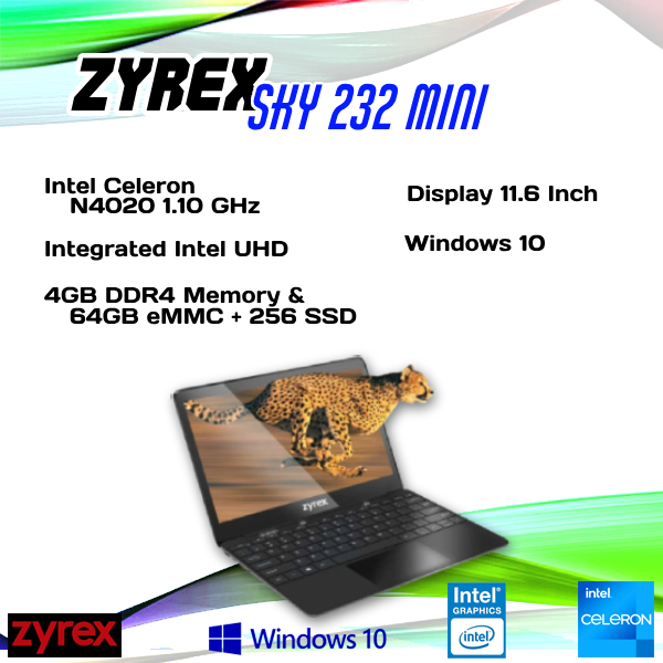 Laptop Zyrex SKY 232 Mini N4020 4GB RAM | 64GB eMMC + 256 SSD