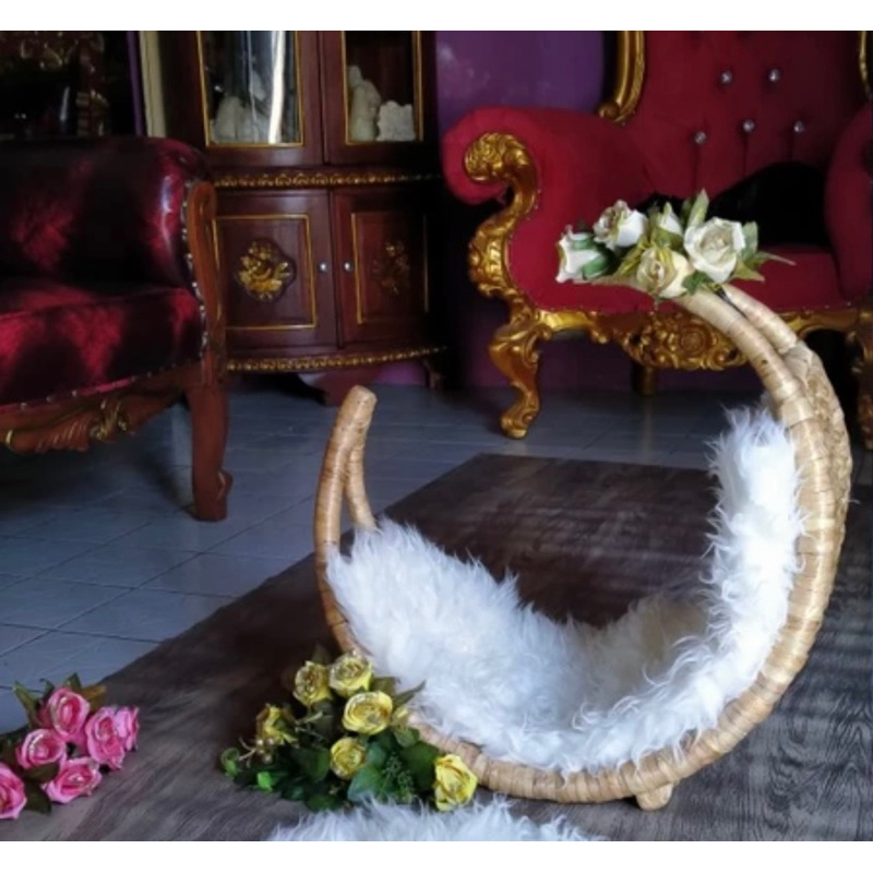 ENCENG GONDOK PROPERTY RATTAN ROTAN BULAN SABIT / PHOTOSHOOT BABY NEW BORN