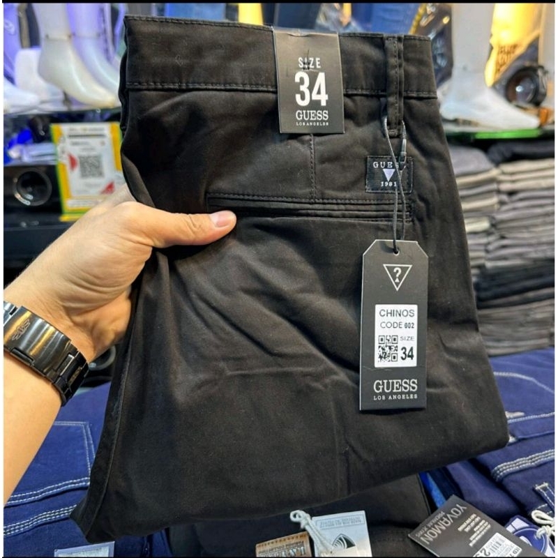 CHINOS HITAM POLOS- celana panjang chinos pria hitam pekat premium/celana panjang pria chinos hitam 