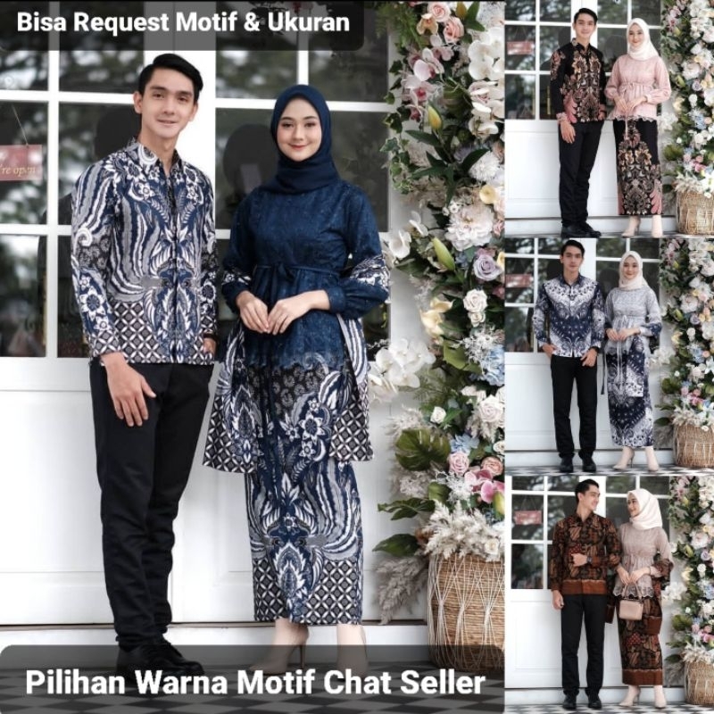 SET KEBAYA ALISA ORI COUPLE KEMEJA PREMIUM / CUSTOM ANAK & SUPER JUMBO / BAJU SETELAN SERAGAM BATIK 