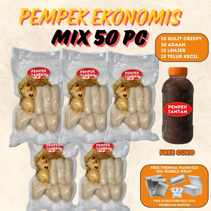 

[Halal] Pempek isi 50 pc Ekonomis asli Palembang mpek mpek empek empek frozen beku premium