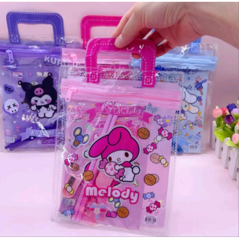 

lat Tulis Set 6 in 1 Free Bag Paket Alat Tulis Karakter Pensil Penghapus Penggaris
