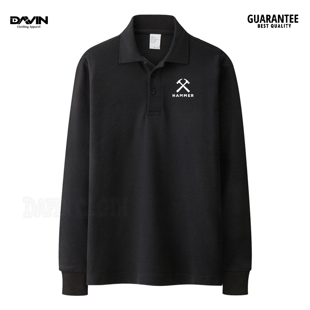 Polo shirt Kaos Kerah Pria Lengan Panjang Two Crossed Hammer