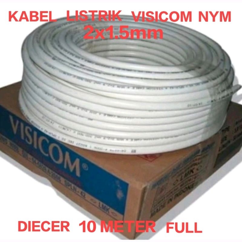 KABEL LISTRIK VISICOM NYM 2X1.5 (10 METER) ECERAN KABEL VISICOM TEMBAGA ASLI 10 METER