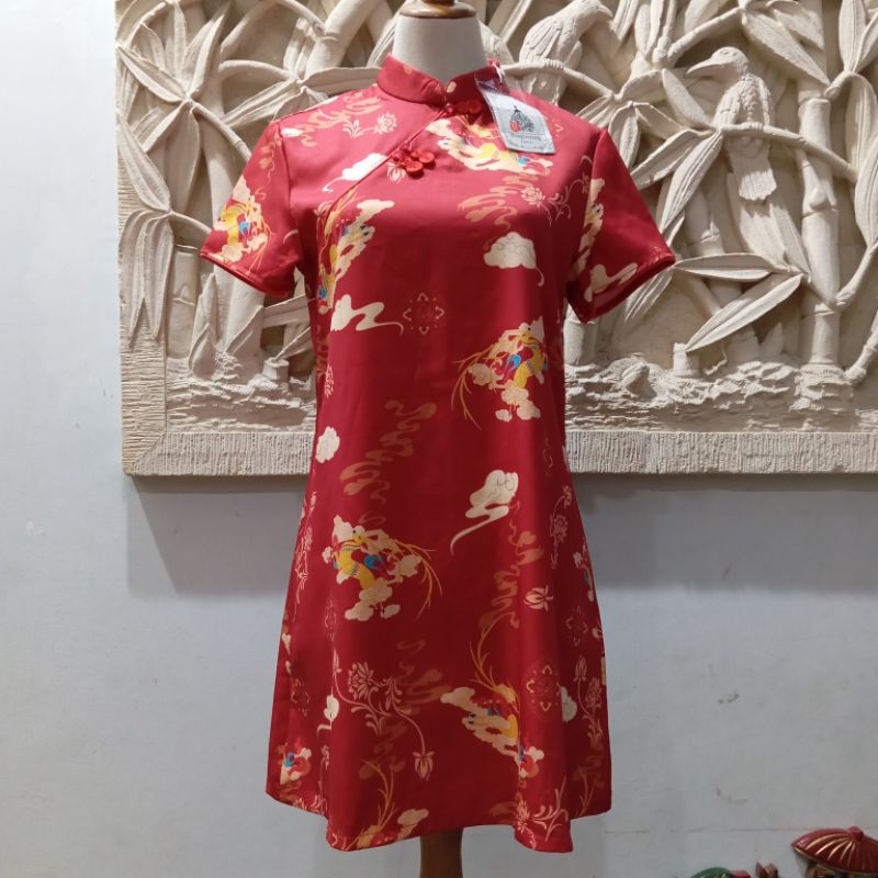 Cheongsam / Dress Merah Cheongsam / Qipao / Dress Merah Qipao / Baju Imlek Baru
