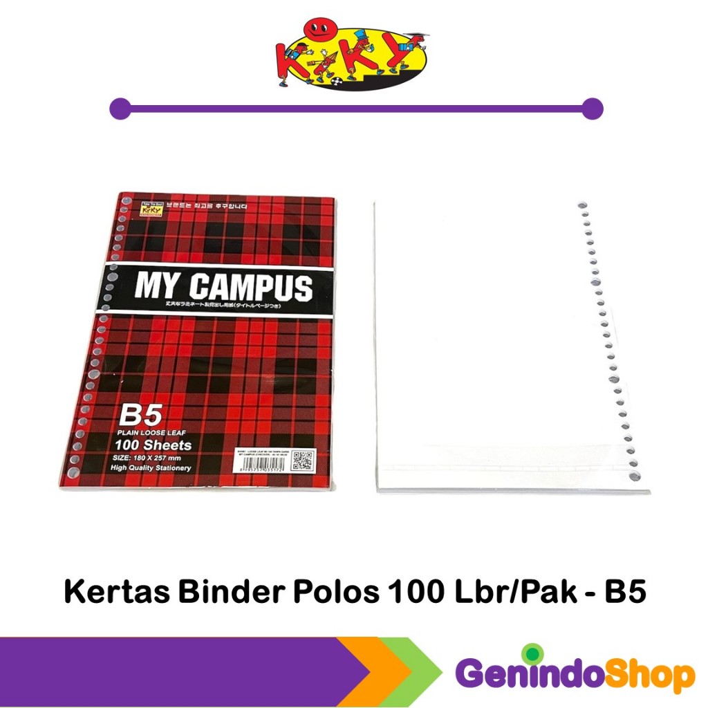 

Kertas Binder / Loose Leaf B5 100 Polos Kiky