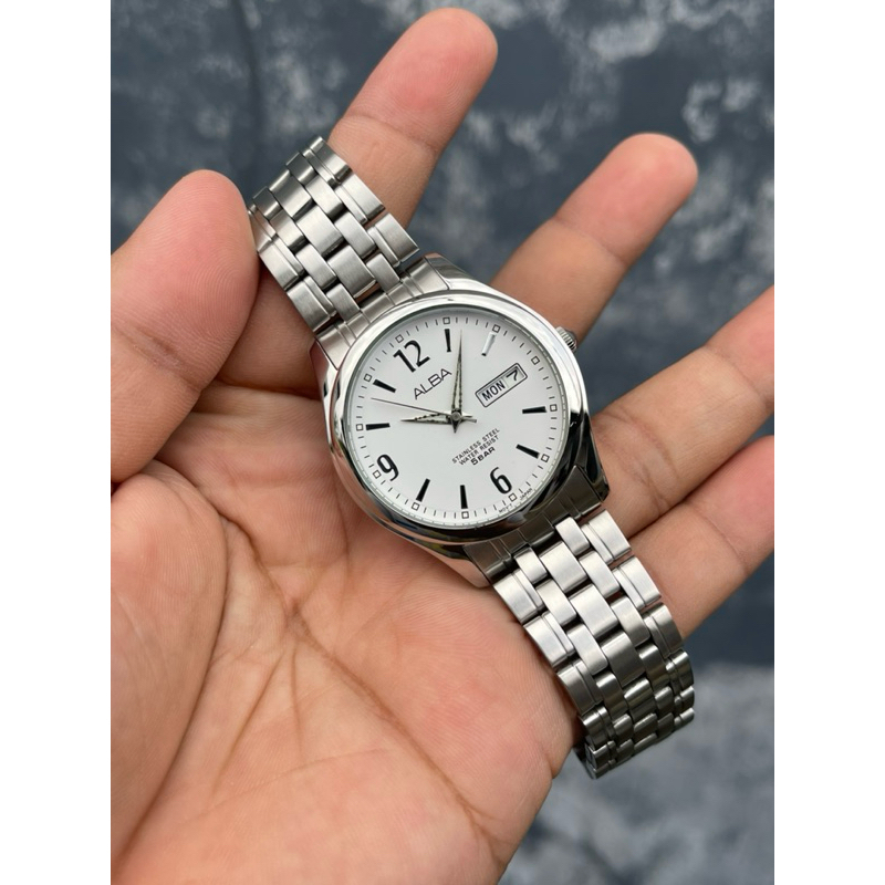 JAM TANGAN PRIA ALBA QUARTZ VX43 X080 ORIGINAL STAINLESS