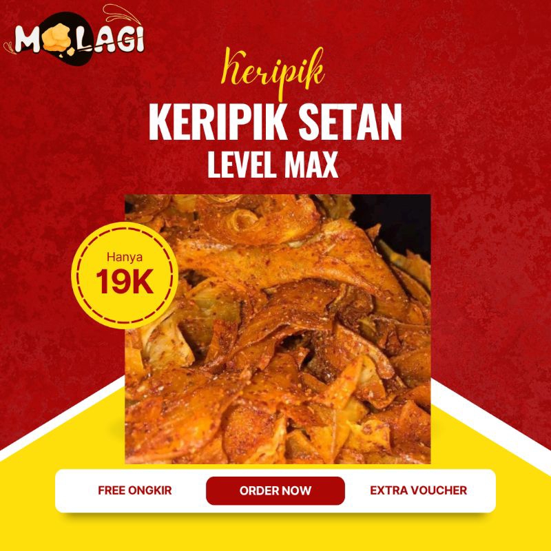 

MOLAGI Keripik Setan Kripset Pikset Keripik Singkong Pedas Kemasan Sedang