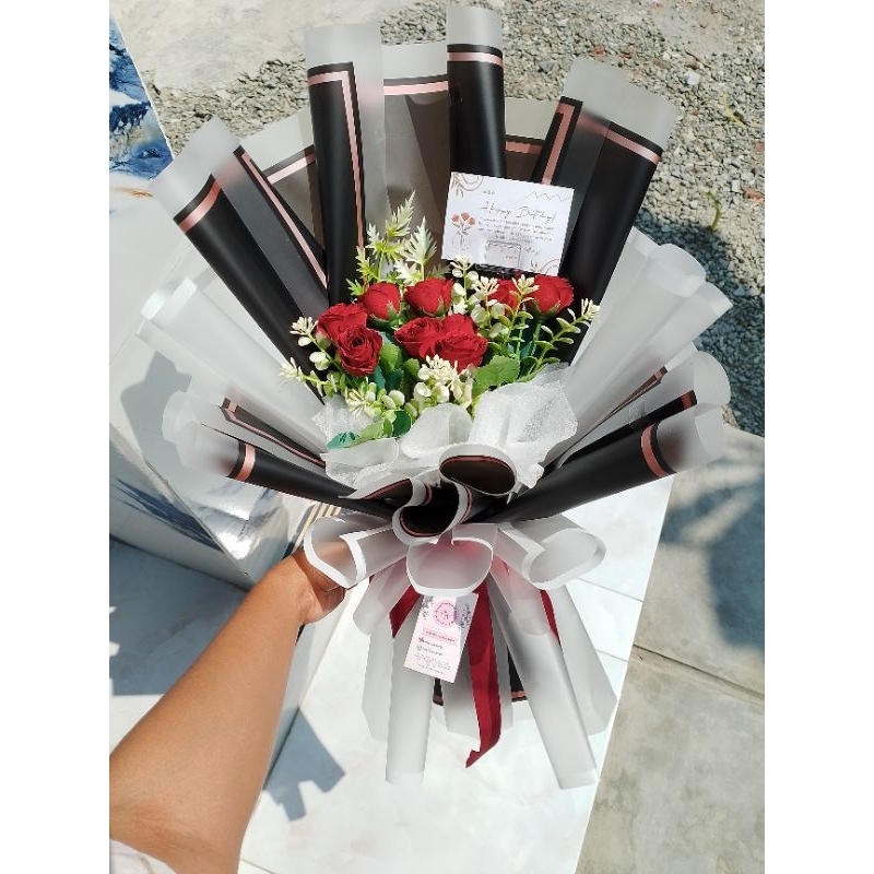 buket bunga mawar artificial Buket Bunga Wisuda wedding kado wedding