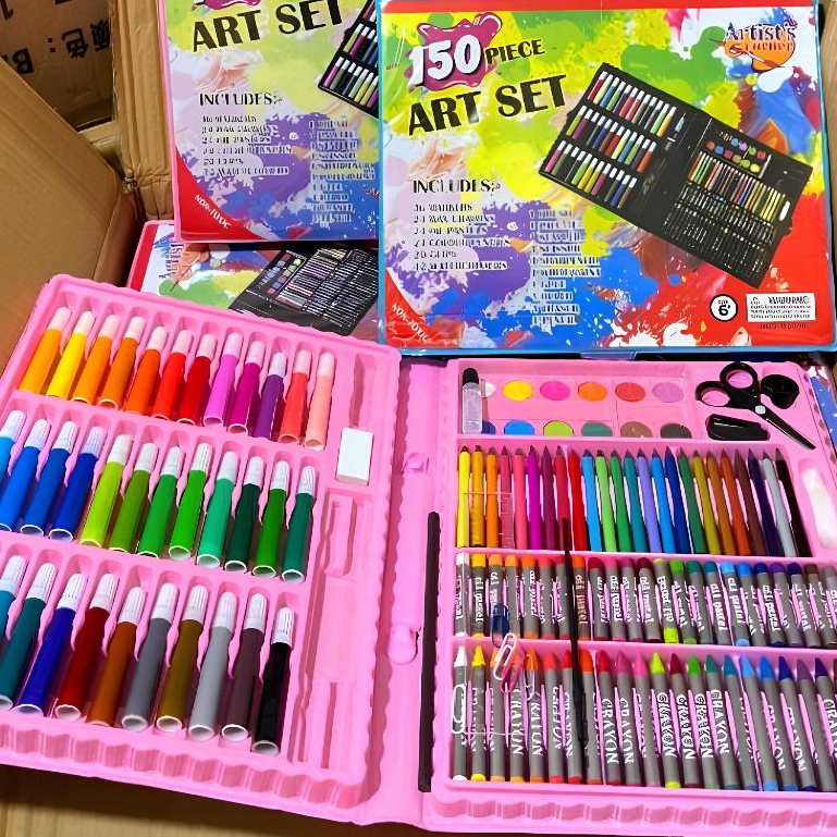 

Crayon set 150 PCS Super Mega Art Set Krayon Pastel Cat Lukis Anak Pensil Warna Art Set Peralatan