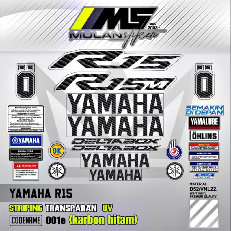 Sticker Striping Variasi Transparan Uv Yzf R15 V4 R15M All New Yamaha R15 V4 R15 V3 R15 V2 R15 Old S