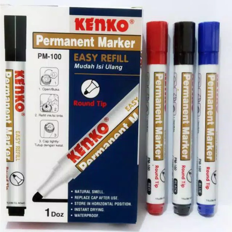 

Kenko Spidol Permanent Marker PM-100 Original (1 PCS) / Spidol Permanen Kenko PM100 Warna Per Pcs