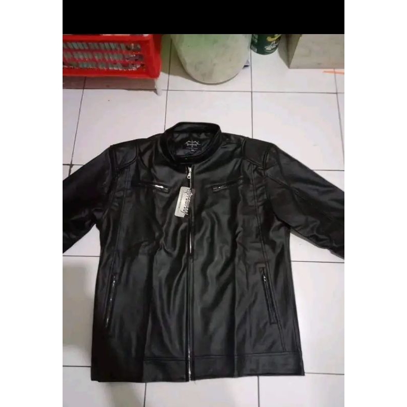 jaket kulit keren untuk anak muda(free kaos)