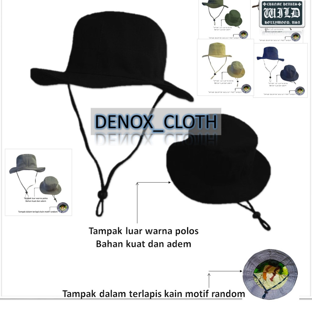 Topi rimba polos bucket hat pria wanita remaja dewasa