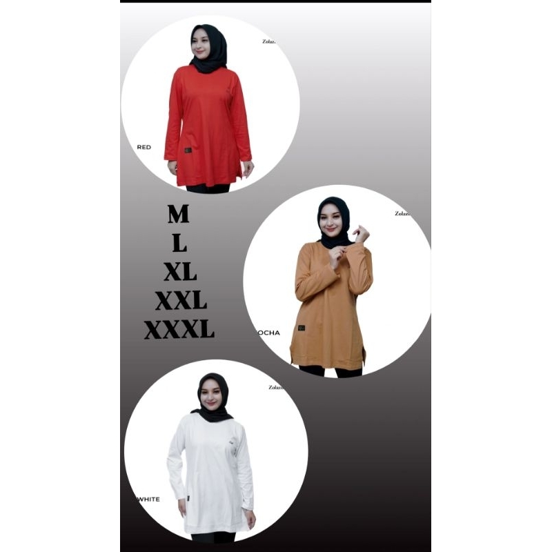 New Arrival Kaos Tunik by ZolaZola (Ukuran M,L, XL,XXL,XXXL) Bahan Katun Combed 24s
