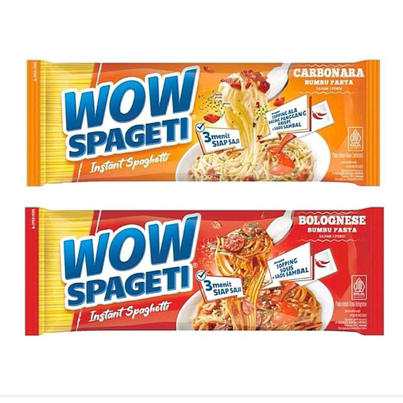 

PAKET isi 3pcs WOW Spaghetti Mie instan Rasa carbonara bolognese