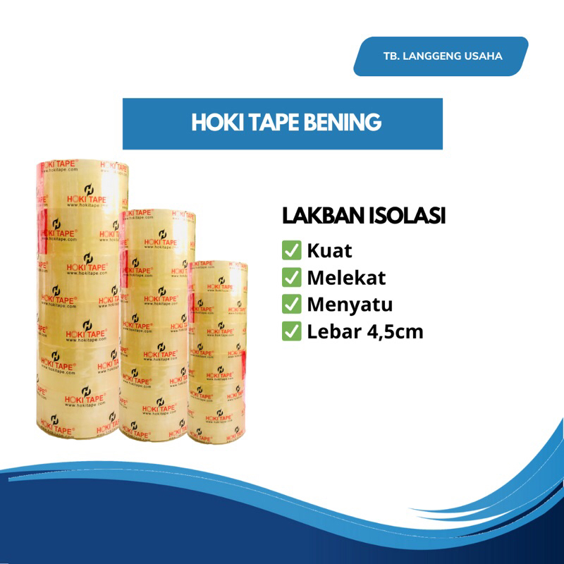 LU LAKBAN BENING HOKI TAPE 4,5CM Lakban Isolasi Double Tape Anti Bocor Waterproof Fragile Coklat Hit
