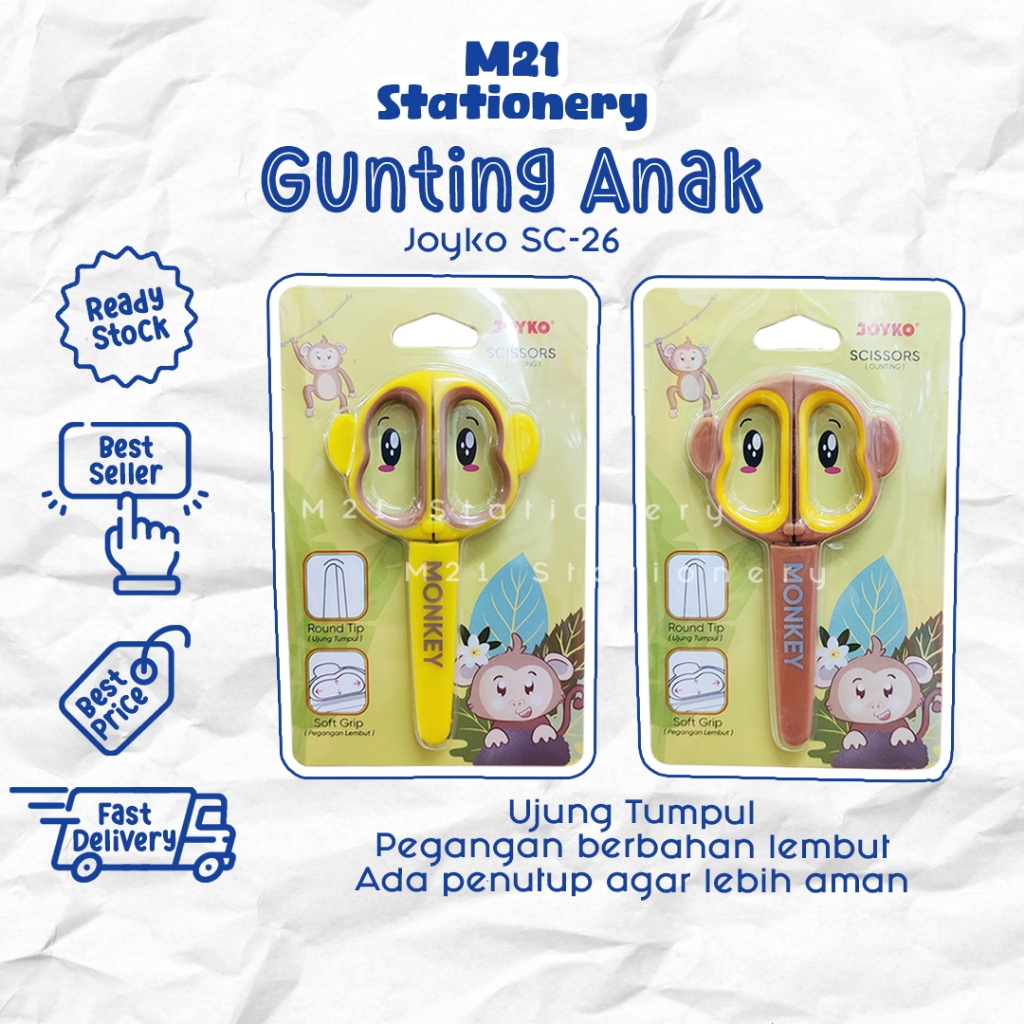 

GUNTING ANAK JOYKO SC-26 / GUNTING AMAN UNTUK ANAK MINIMALIS SC26 MOTIF LUCU ALAT POTONG KERTAS MINI SCISSORS ALAT TULIS KANTOR SEKOLAH KAMPUS KULIAH ATK KAMPUS SEKOLAH MURAH LENGKAP / M21 STATIONERY JOGJA