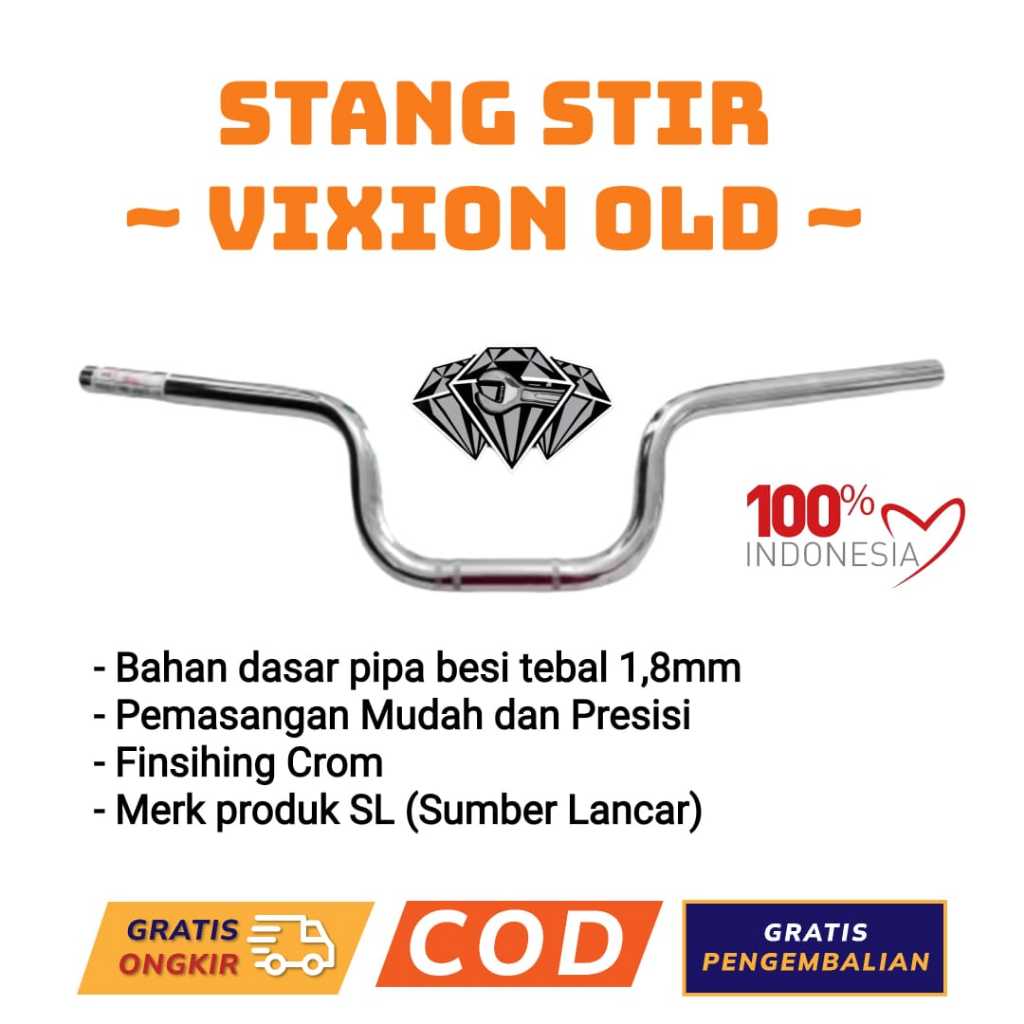 Stang Setang Motor Yamaha Vixion Old Lama Standart Model Ori Crom Tebal Murah / Stang Stir Vixion