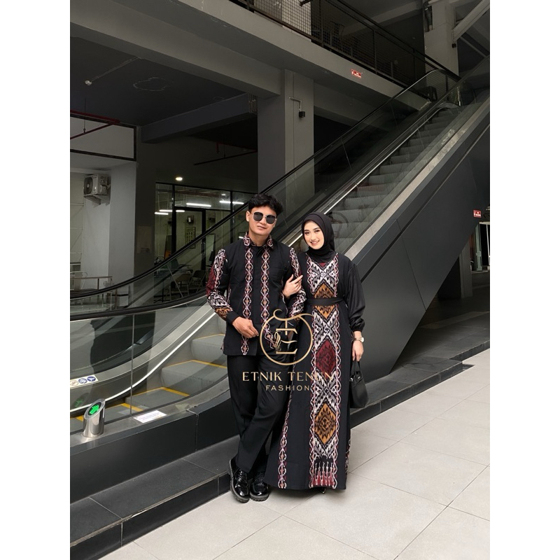 BAJU TENUN SALSABILLA HITAM SONGKET - COUPLE TENUN SALSABILLA - GAMIS KONDANGAN - BAJU LEBARAN