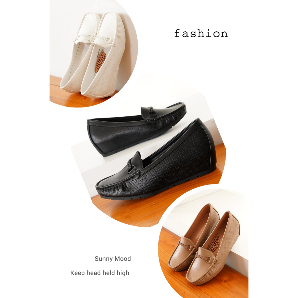 GABINO SP Sepatu Wedges Wanita Moccasin-O1EA3001-BLACK,WHITE&TAUPE