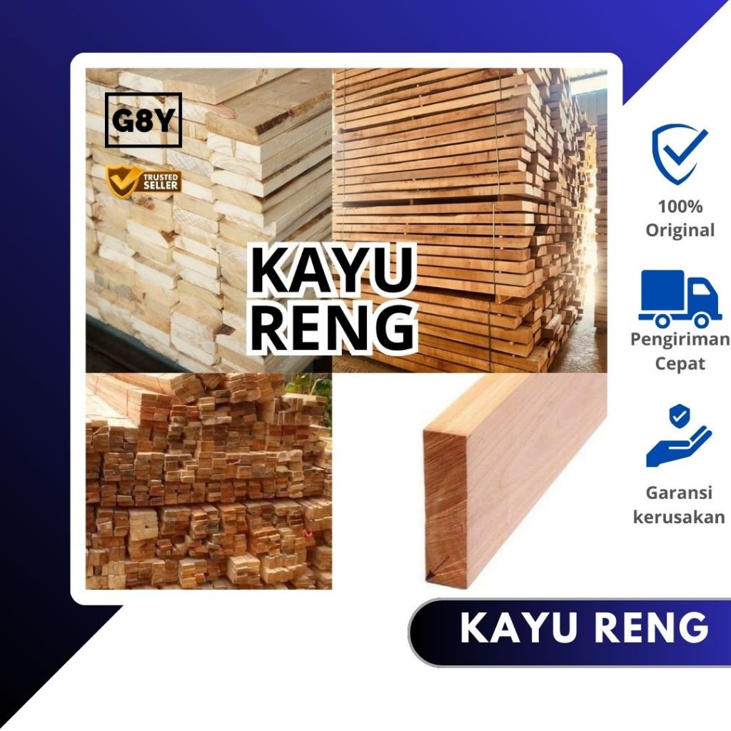 Kayu Reng Lebar 5 cm Tebal 2 cm / Kayu Sengon Merah  Panjang 1,5 meter & 3 meter