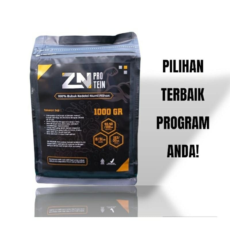 

ZN PROTEIN WHEY SUSU KEDELAI BUBUK MURNI 1000 GRAM