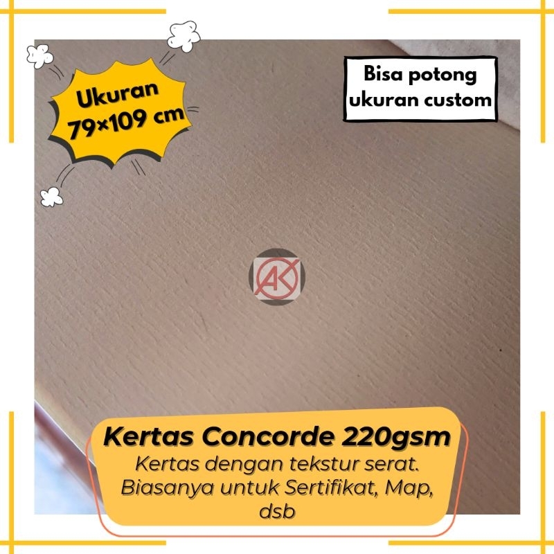 Kertas Concorde 220gsm | Kertas Sertifikat Ukuran Plano 79 x 109 cm (Bisa Potong Custom)