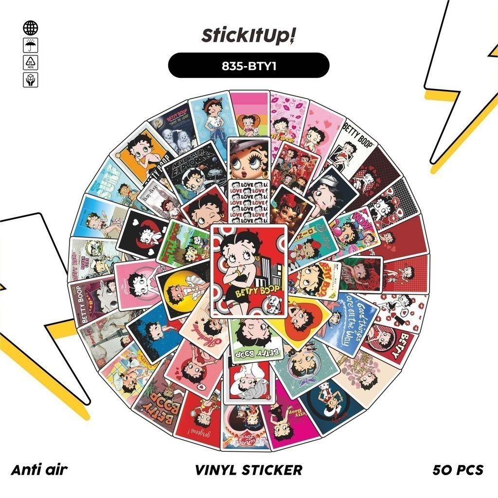 

COD✨ 100 Pcs Stiker Betty V1 Lucu Anti Air Untuk Dekorasi Notebook Sepeda Skateboard Handphone DIY
