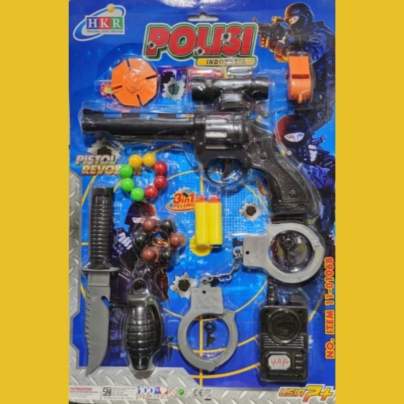 Pistol Polisi Battle 8272 Mainan Edukatif Anak Pistolan Besar Ada Borgol Tembak Action Figure Hadiah