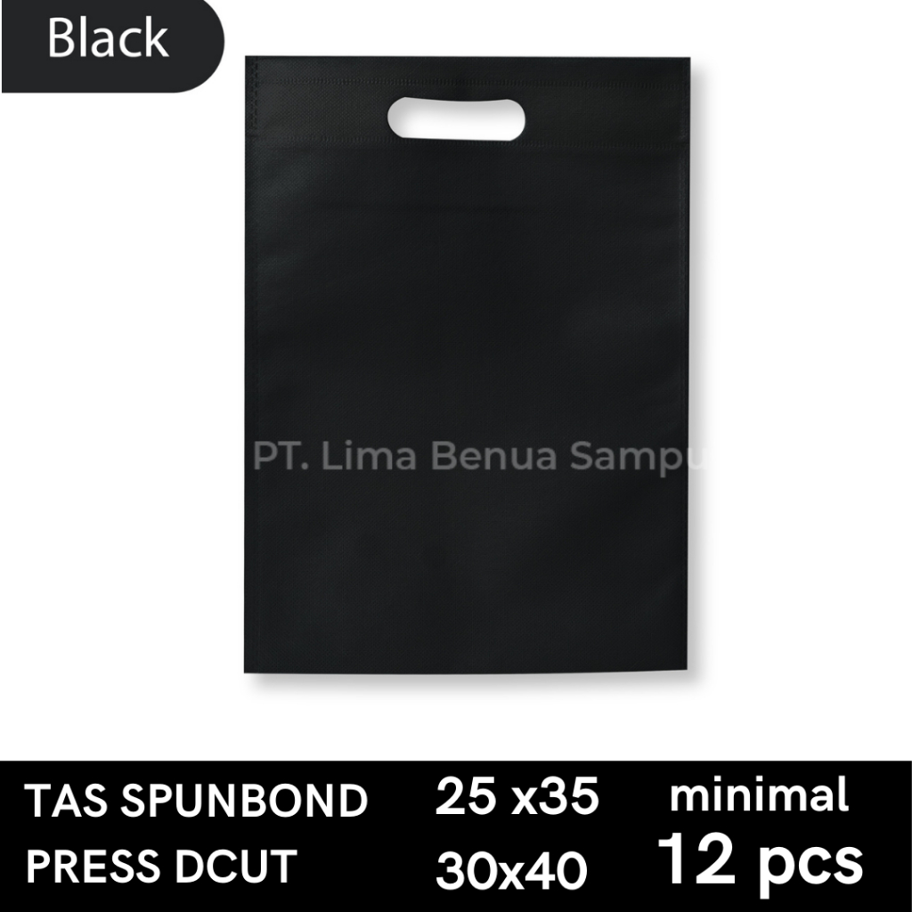 

Tas Spunbond Press Dcut Oval 30x40 - Tas Kain Ramah Lingkungan - Hitam
