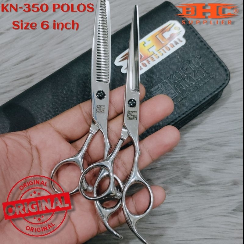 Koryu Nikko Scissors - Paket Gunting KN-350 Polos  - Hitam Sasak Potong Rambut Gunting Potong Sasak