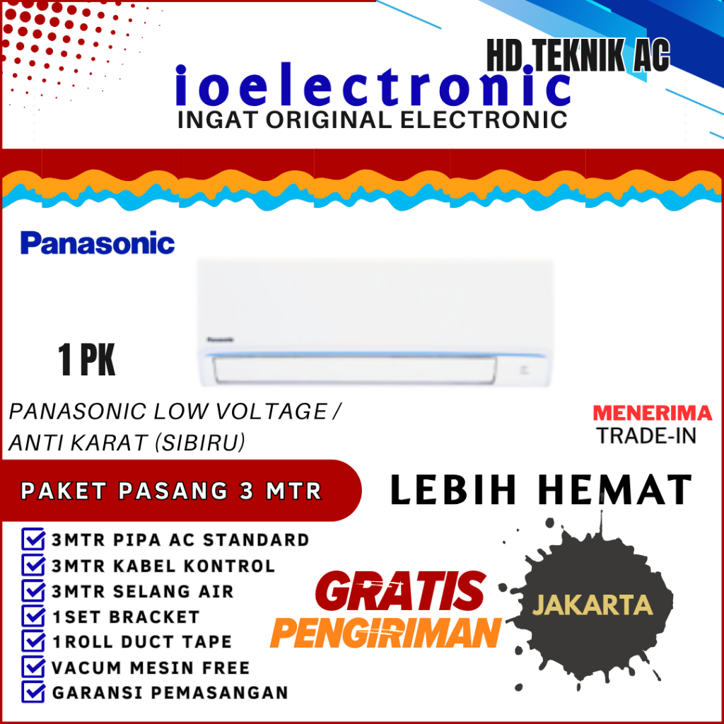 AC PANASONIC 1 PK LN9WKJ STANDAR SIBIRU  PAKET PASANG+ACESORIES LEBIH MURAH