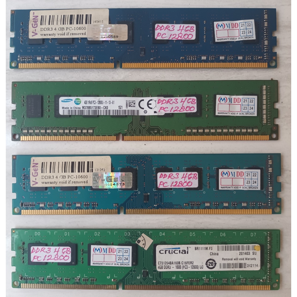 RAM/MEMORI DDR3 1, 2 & 4 GB (PC 10600/12800) Second Untuk Komputer PC/Rakitan/Desktop/Build Up/Inter